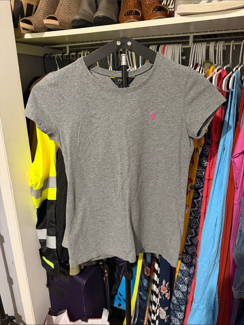 Ralph Lauren Gray Crewneck Tee with Navy & Gold Label